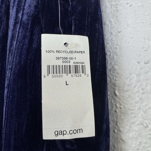 Gap Womens Velvet Pull On Wide Leg Pants Large Blue Palazzo Tuxedo Iridescent - Picture 5 of 7